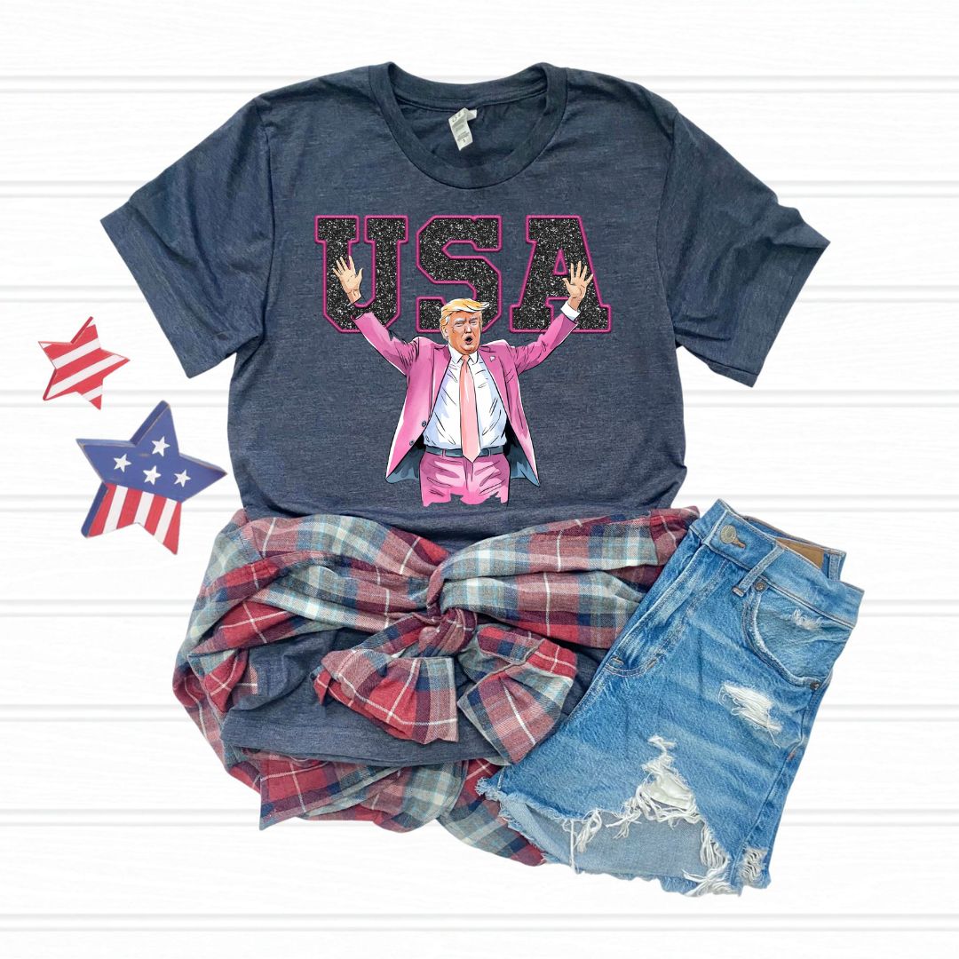 USA Trump Pink Sparkle DTF Transfer