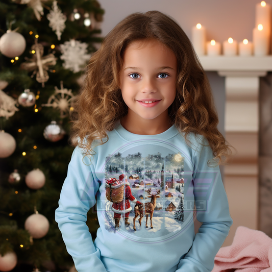 Santa Snowy Hill Scene DTF Transfer