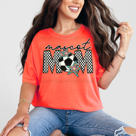 *Custom Mascot Checkered Stars Sports Mom DTF Transfer
