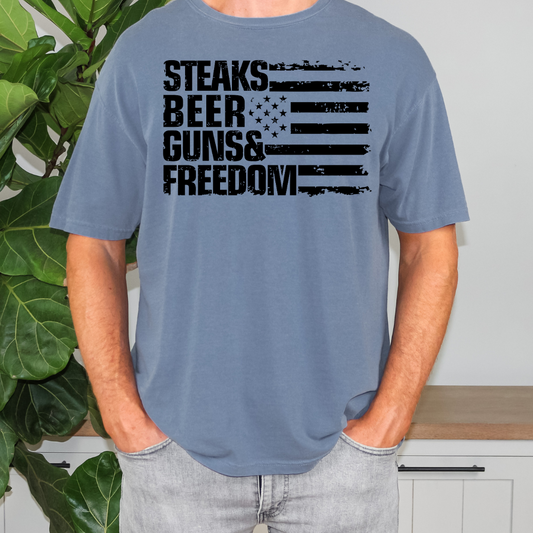 Steaks Beers Guns & Freedom DTF Transfer
