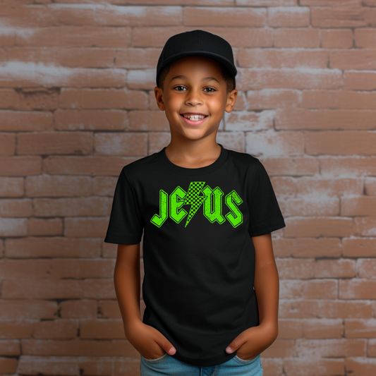 Jesus Neon Green DTF Transfer