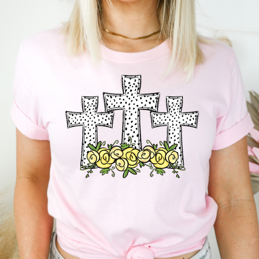 Triple Cross & Flowers DTF