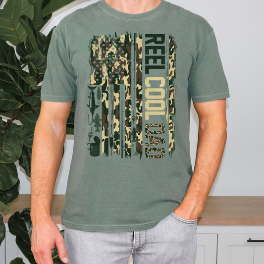 Reel Cool Dad Camo Fishing DTF Transfer
