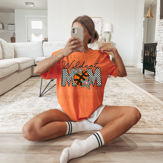 *Custom Mascot Checkered Stars Sports Mom DTF Transfer