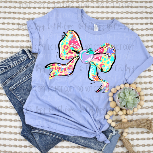 Spring Scribbles Teacher Apple Bow DTF Transfer