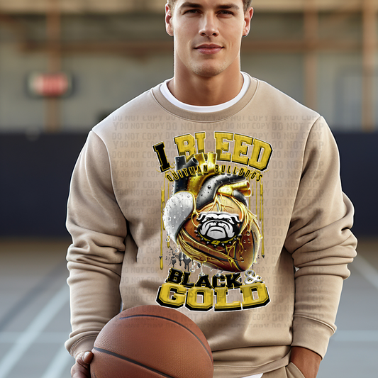 I Bleed Black And Gold Bulldogs Basketball DTF