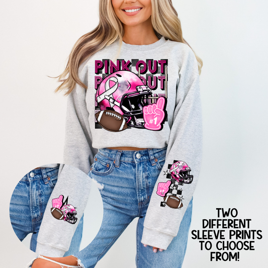 Pink Out Football Trio with Sleeve Print DTF Transfer