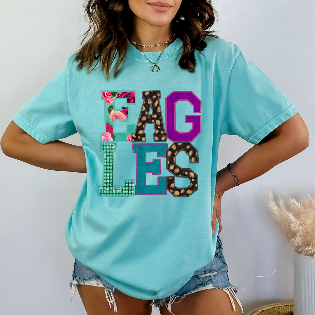 Eagles Rhinestone Letters DTF – Grace DTF Transfers