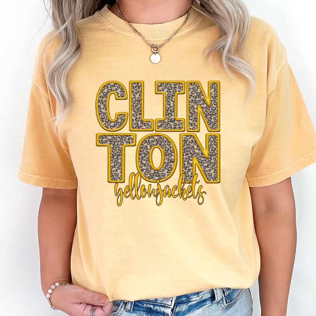 Clinton Yellow Jackets Faux Embroidery DTF
