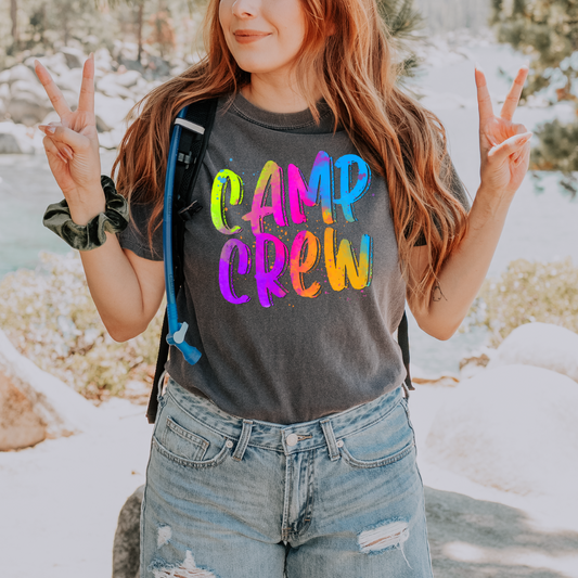 Camp Crew Neon Splatter DTF Transfer