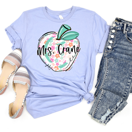 Patterned Teacher Apple DTF Transfer