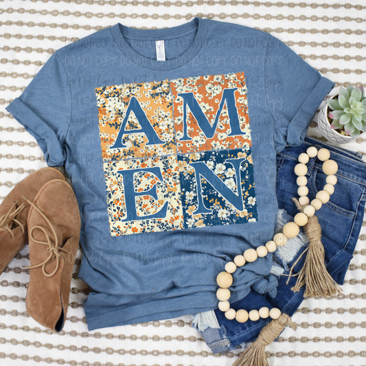 Amen Floral Squares DTF Transfer