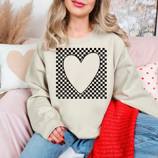 Black Heart Check DTF Transfer