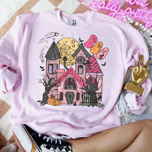Boo Pink House DTF