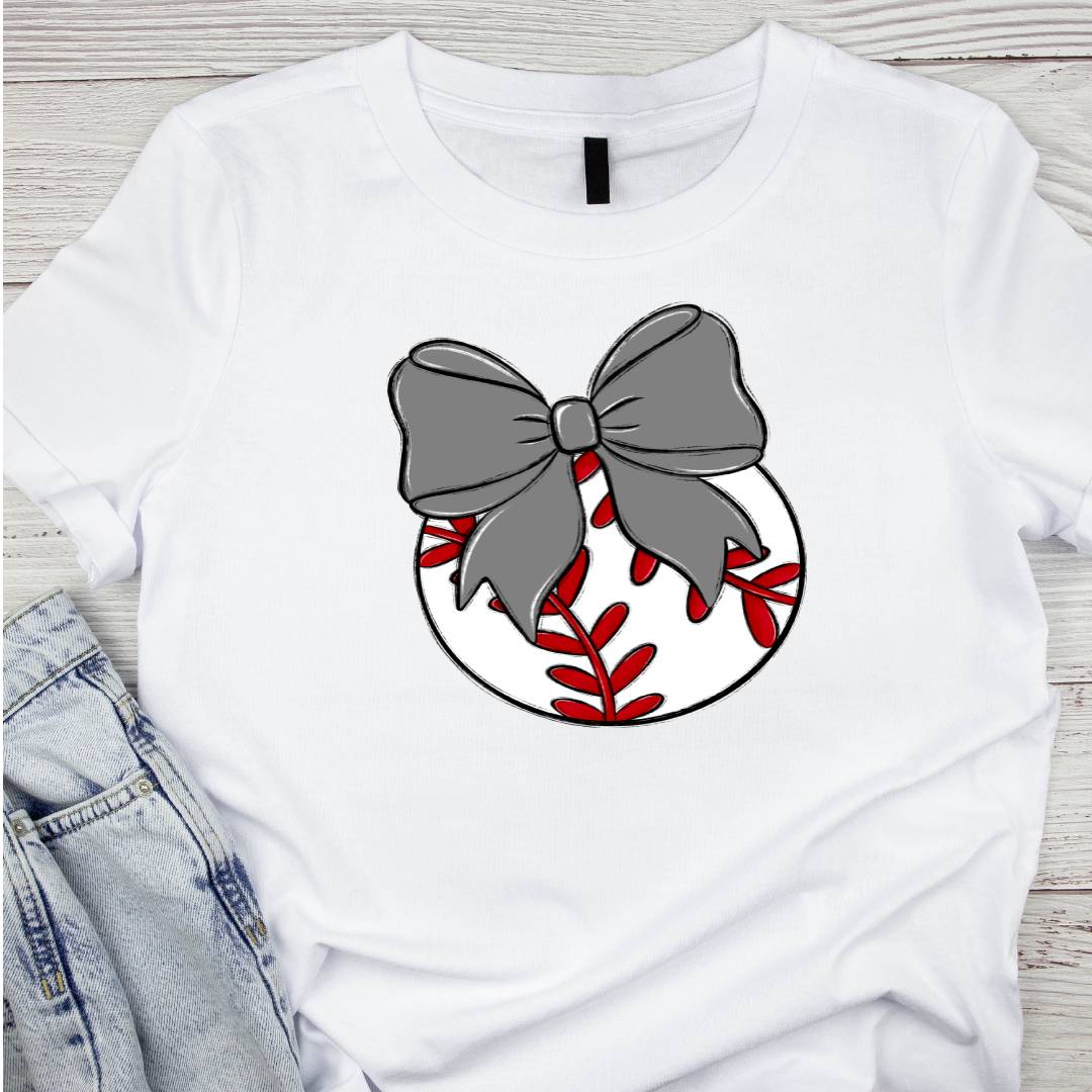 Bows And Balls Baseball Gray