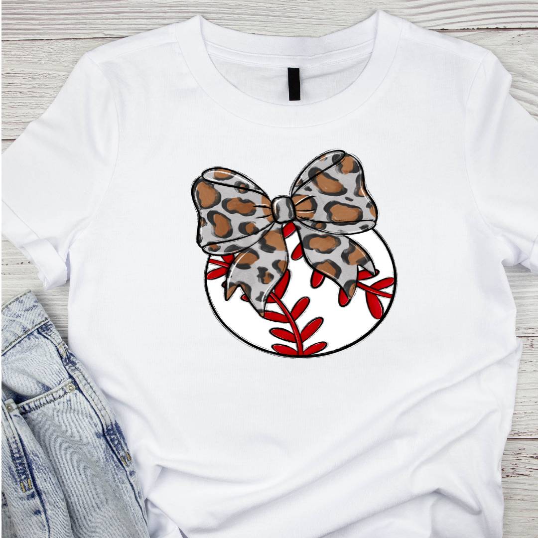 Bows And Balls Baseball Leopard