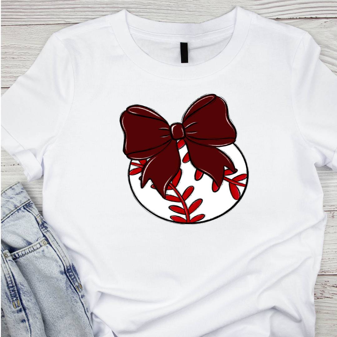 Bows And Balls Baseball Maroon