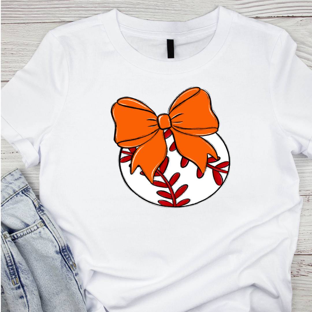 Bows And Balls Baseball Orange