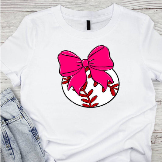 Bows And Balls Baseball Pink