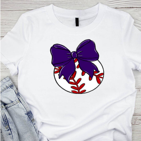 Bows and Balls Baseball Purple