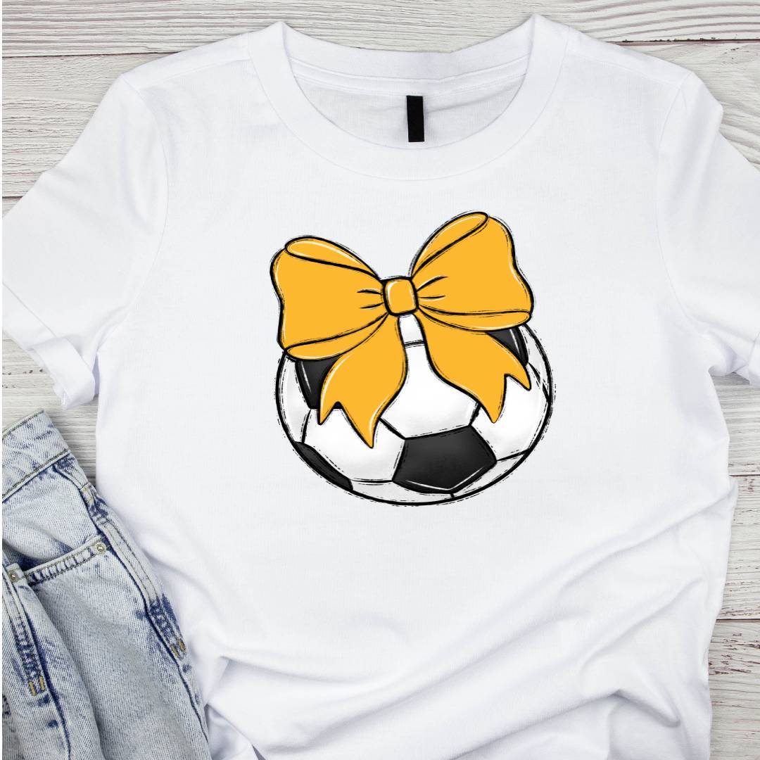 Bows And Balls Soccer Yellow Gold