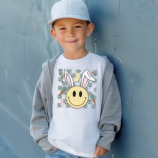 Bunny Smile Check DTF Transfer