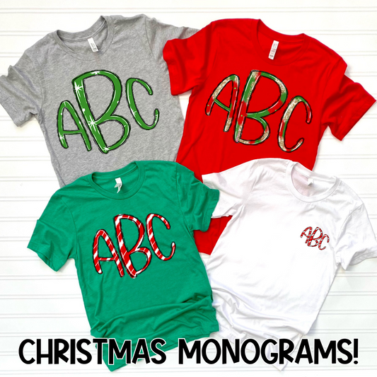 Christmas Monogram DTF Transfer