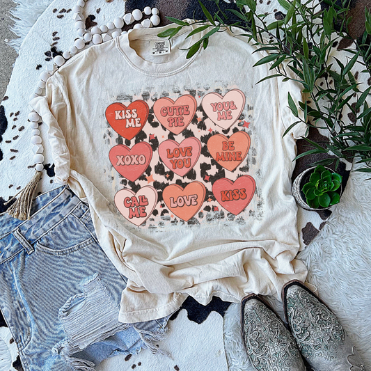 Distressed Candy Hearts DTF Transfer