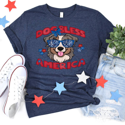 Dog Bless America Aussie DTF