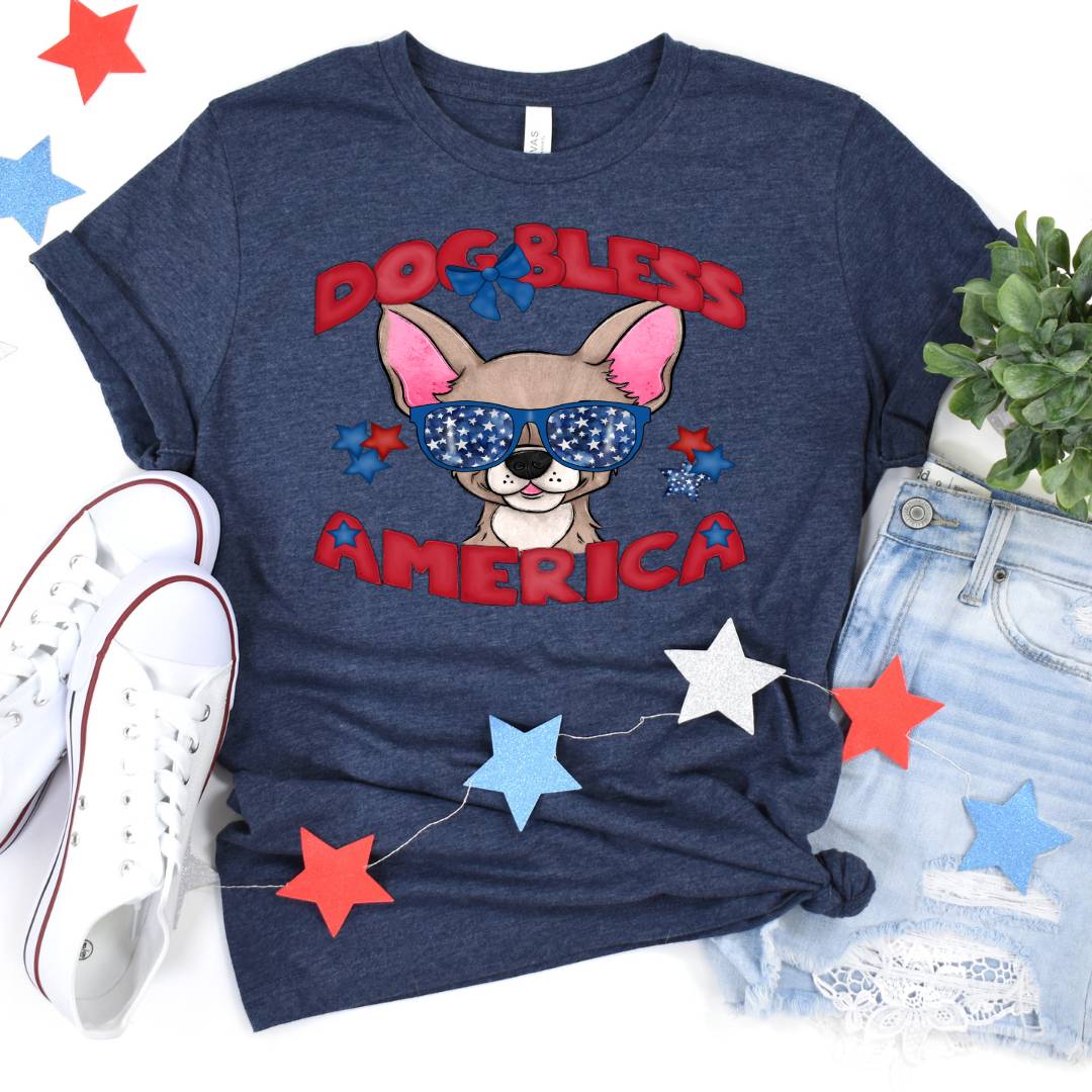 Dog Bless America Chihuahua DTF