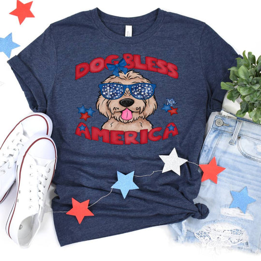 Dog Bless America Golden Doodle DTF