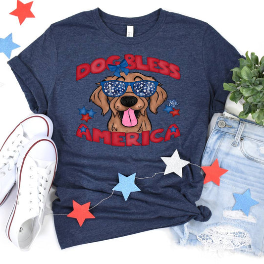 Dog Bless America Golden Retriever DTF