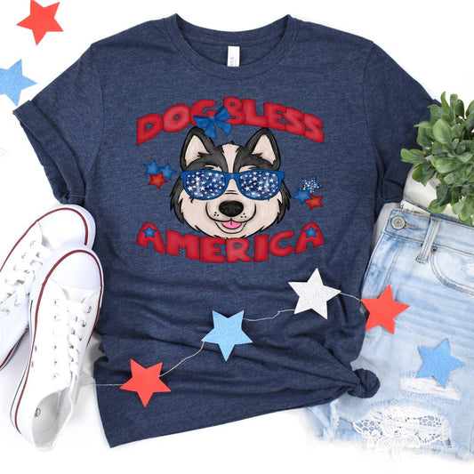 Dog Bless America Huskie DTF