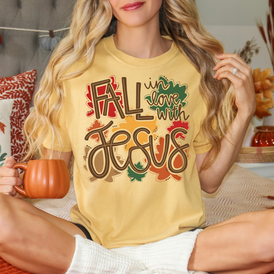 Fall In Love With Jesus Leaves DTF