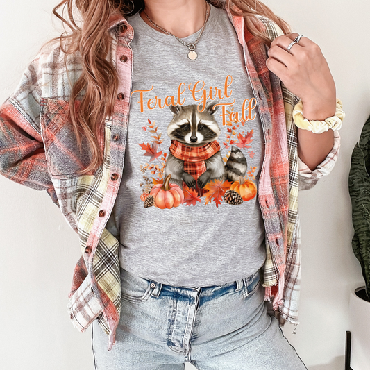Feral Girl Fall Racoon DTF