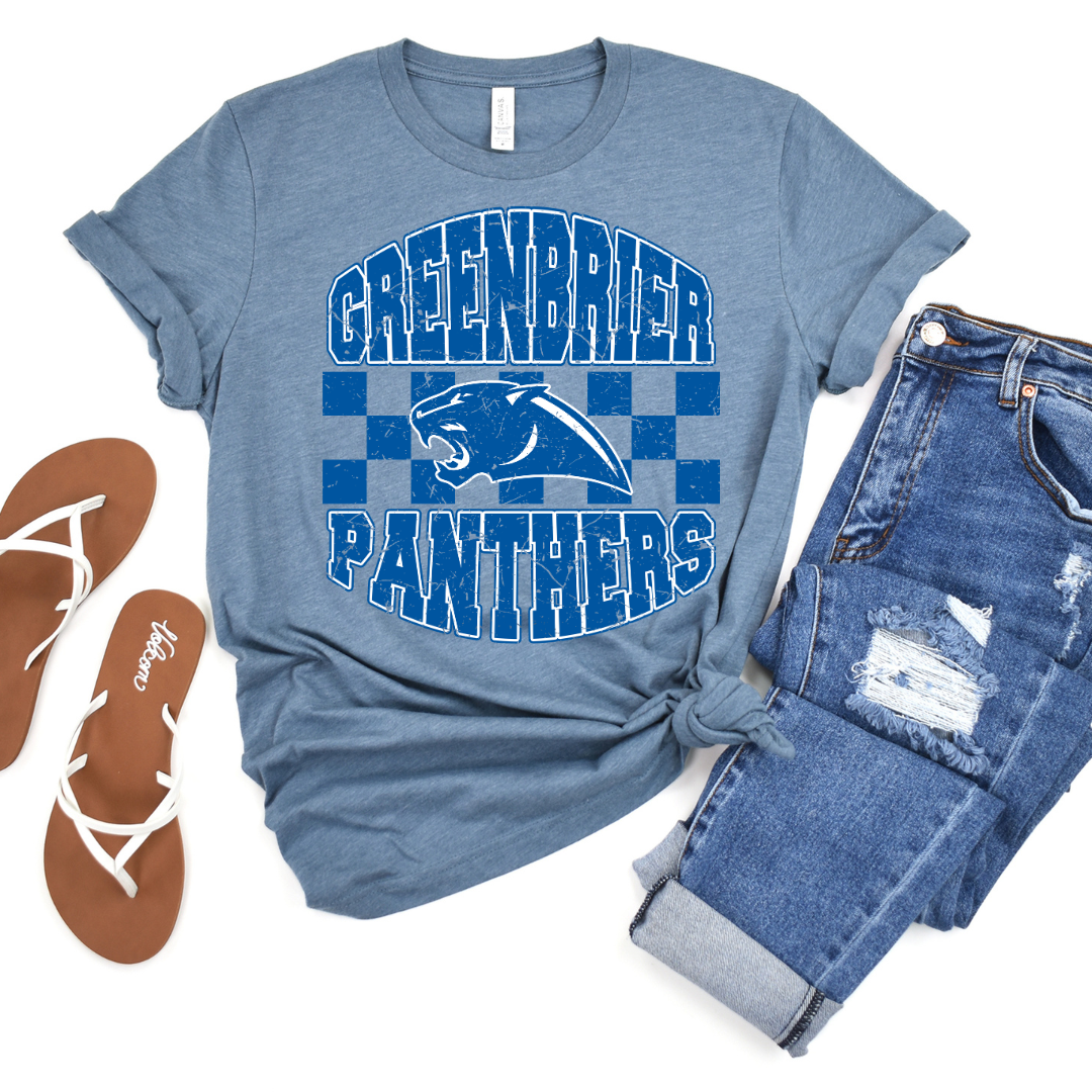 Greenbrier Panthers Checkered DTF Transfer