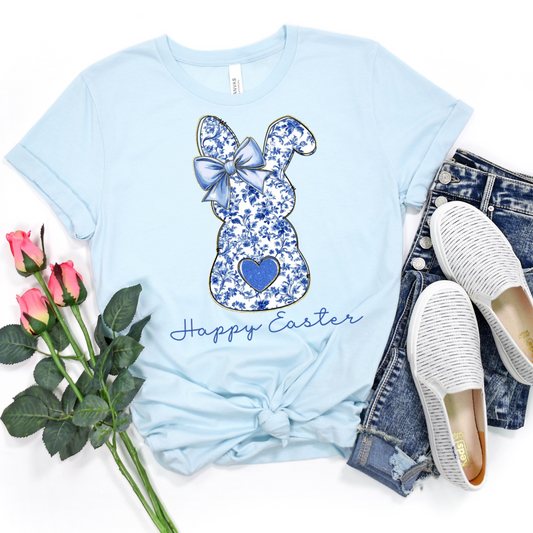 Happy Easter Blue Florals DTF Transfer