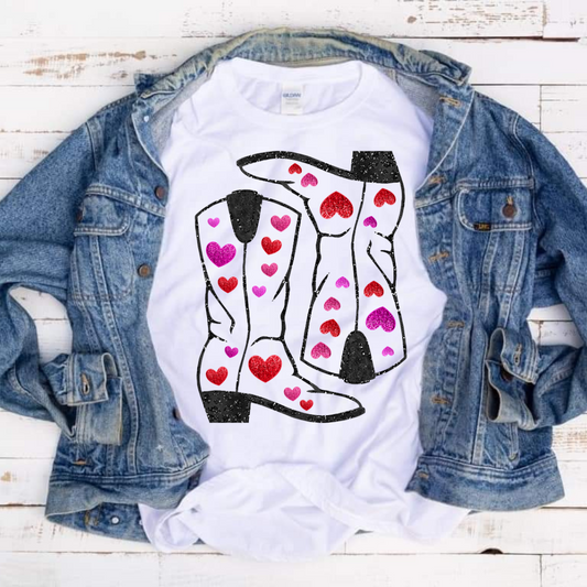Heart Boots DTF Transfer