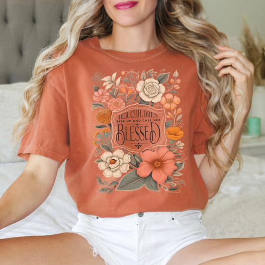 Her Children Call Her Blessed Black DTF