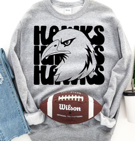 Hawks Black Mascot DTF