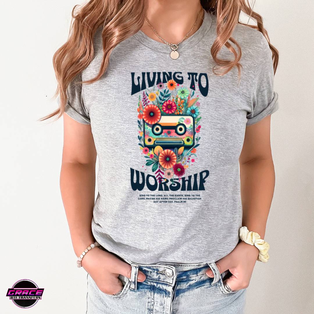 Living To Worship Dark DTF