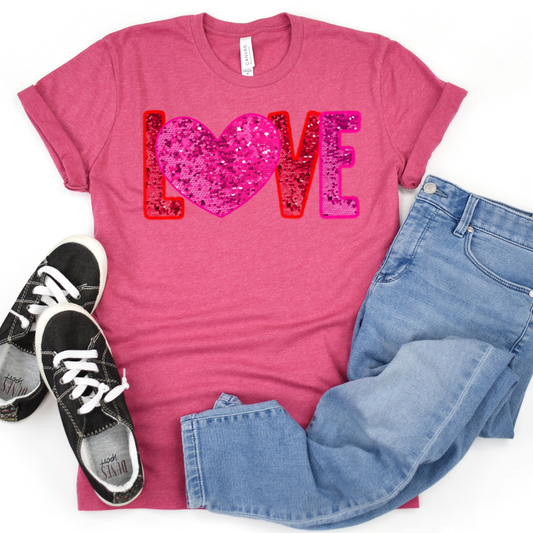 Love Sequin DTF Transfer