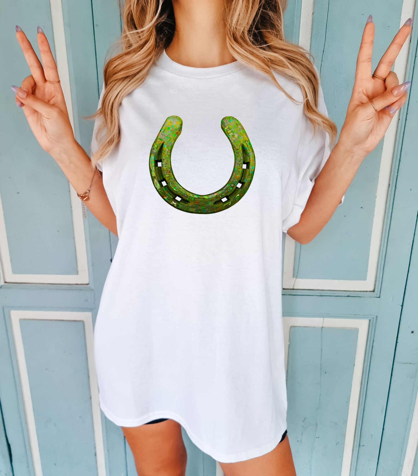 Green Glitter Horseshoe DTF