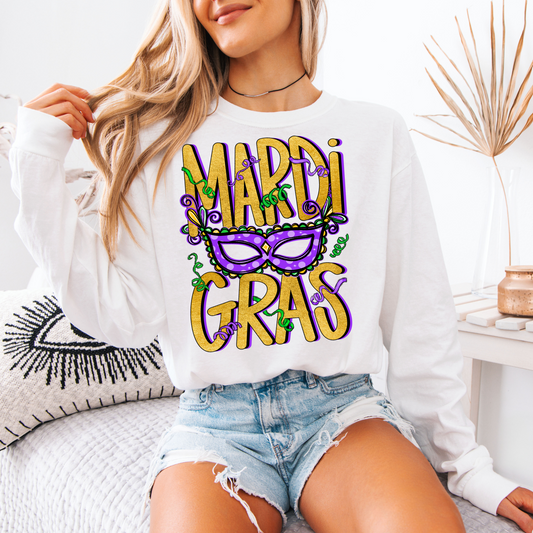 Mardi Gras Mask DTF Transfer