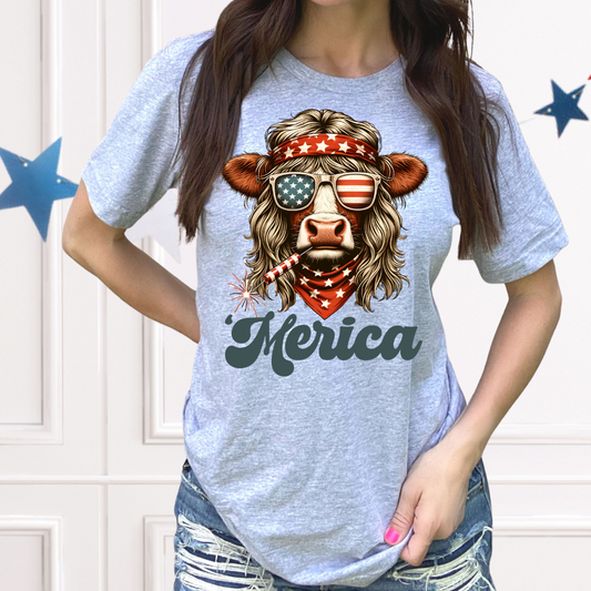 Merica Hippie Cow DTF