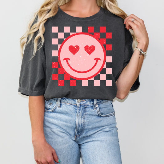 Pink Heart Check DTF Transfer