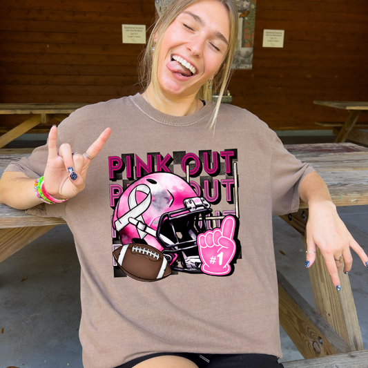 Pink Out Football Helmet DTF Transfer