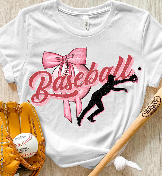 Pink Baseball Bow