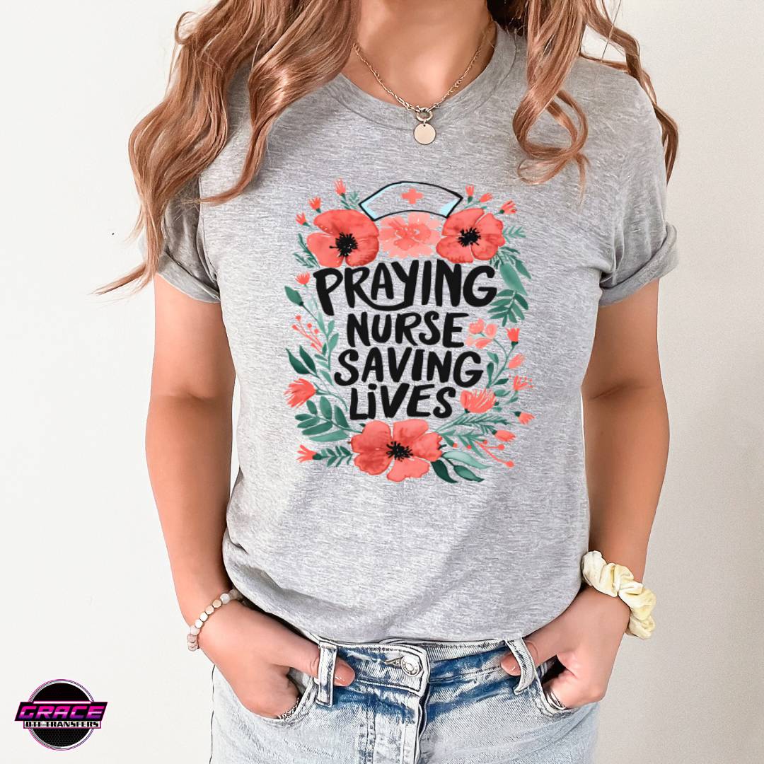 Praying Nurse Saving Lives DTF