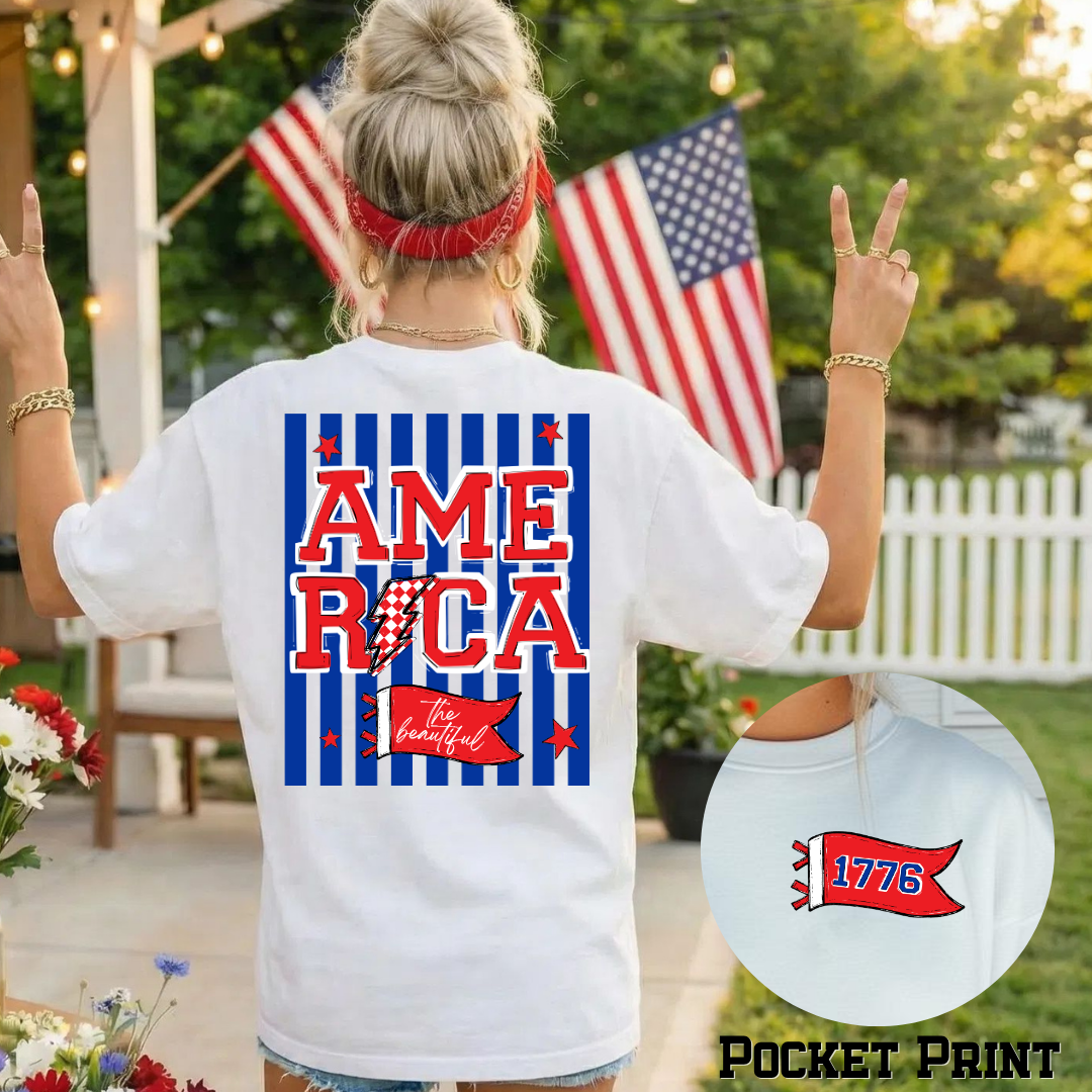 America the Beautiful Stripes DTF Transfer